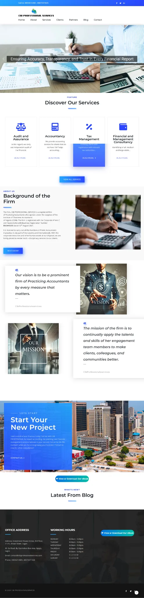 CIB Professional Services corporate website screenshot