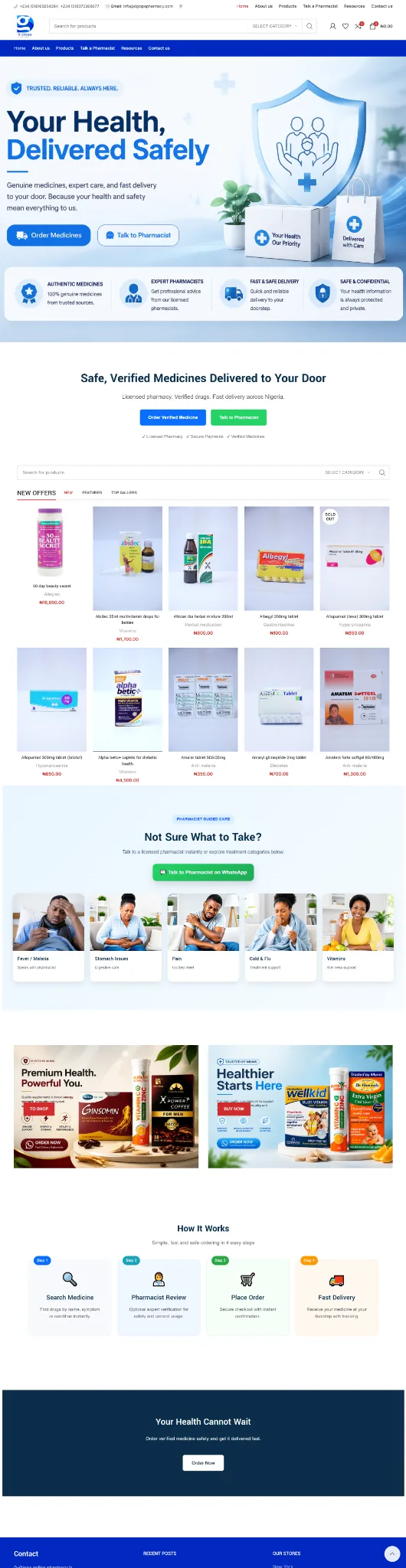 Dglopha Pharmacy e-commerce website screenshot